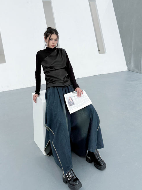 Frayed Flare Wide Pants